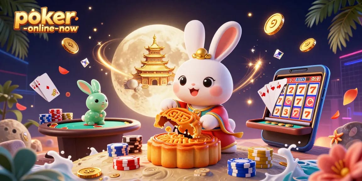 Engage with poker-online-now as cartoon moon rabbits reveal hidden poker treasures!