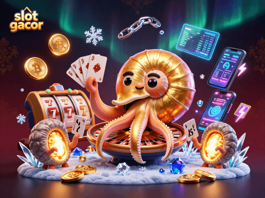 Experience thrilling slot gacor action with vibrant 3D visuals featuring lucky symbols and crypto elements.