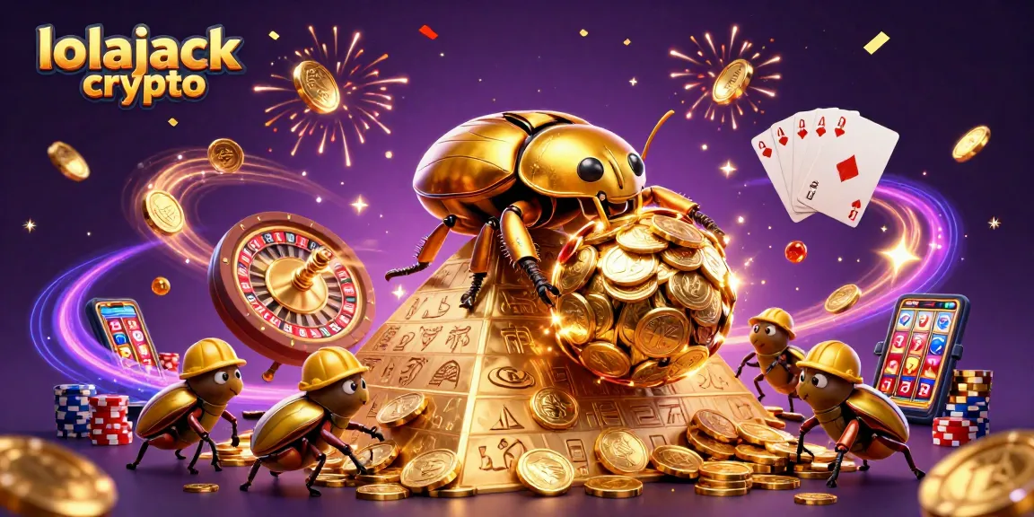 Engage in the vibrant world of lolajack crypto with an enchanting casino scene featuring golden elements and festive energy.