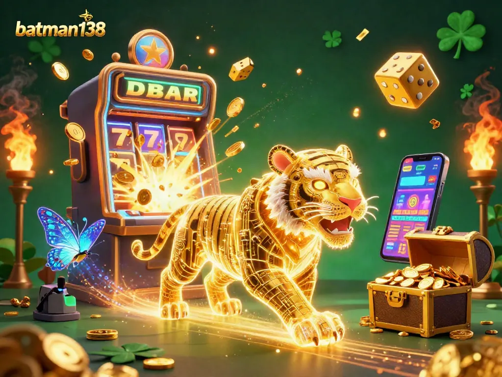 Experience the thrill of batman138 in a vibrant casino landscape with neon characters and jackpot winnings.