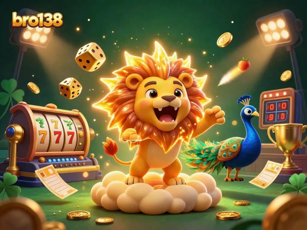 Spin big with bro138's dynamic casino scene featuring dazzling games and vibrant colors.