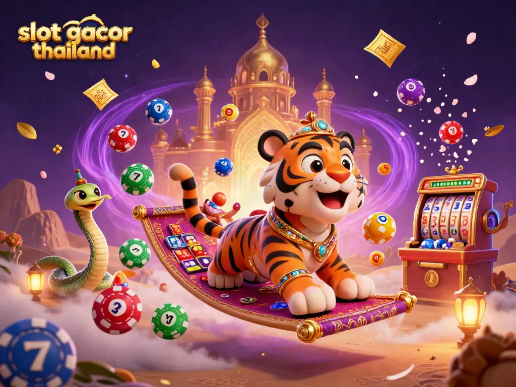 Experience slot gacor thailand with this vibrant 3D casino illustration featuring a magical sultan and exciting game elements.