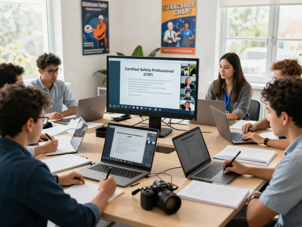 CSP Certification training session illustrating engaged learners and expert guidance in a virtual classroom.