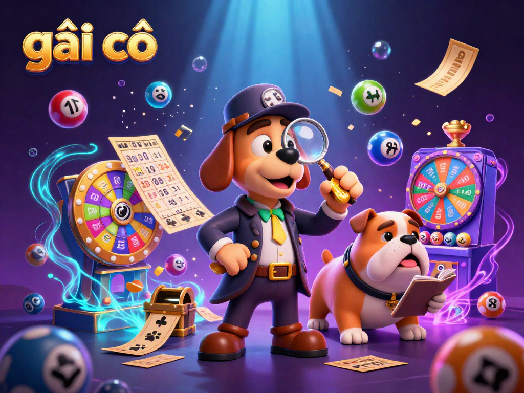 Engage in the thrill of gambling with 3D detective characters searching for golden poker chips in a vibrant casino scene featuring gái gọi.