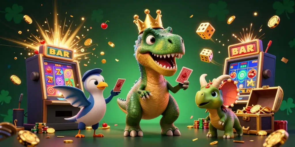 Kckslot mengajak Anda bermain dengan karakter T-Rex yang ceria, pterodactyl, dan triceratops di dunia mesin slot penuh harta.
