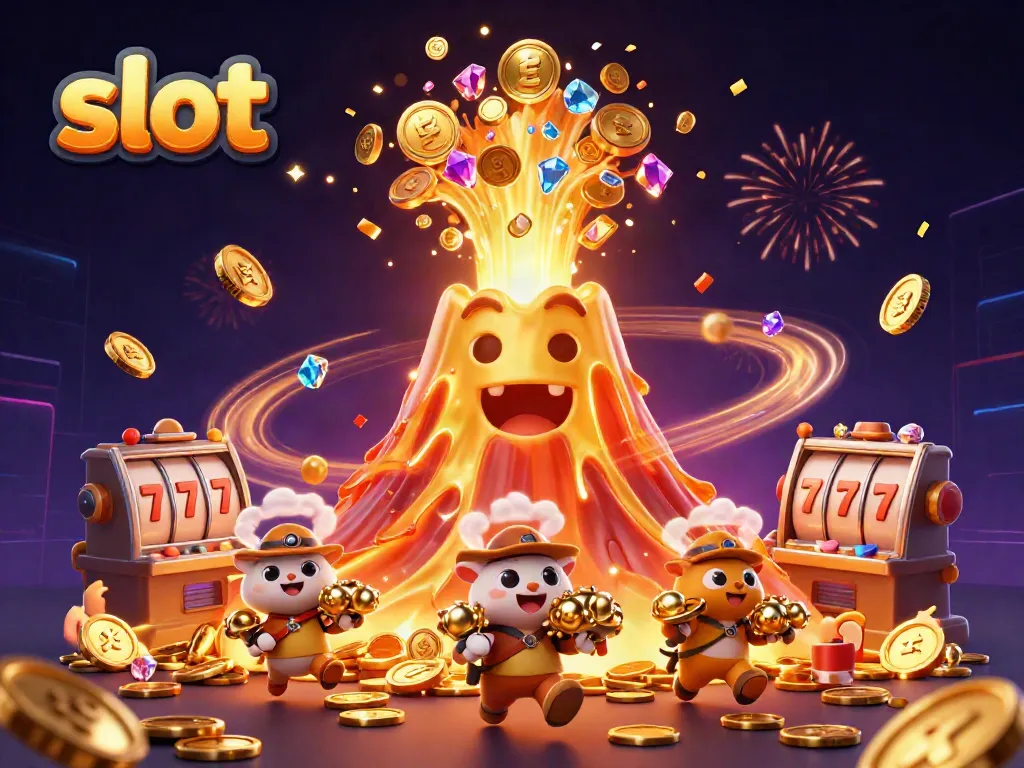 Mesin slot melimpah dengan koin dan harta karun dalam ilustrasi ceria di kasino