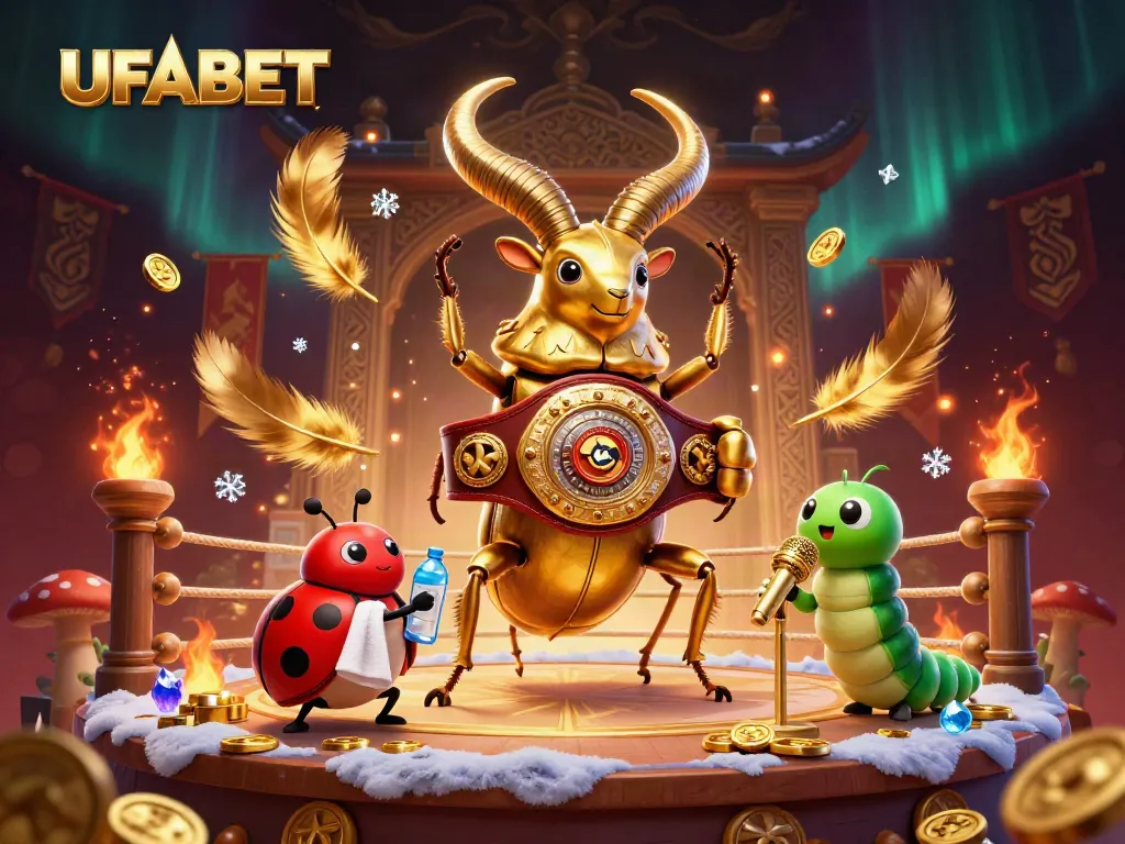 Experience thrilling UFABET action with giant characters in a dynamic casino scene.