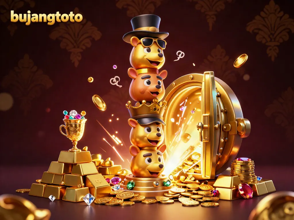 Engage with bujangtoto's vibrant online casino experience featuring a lively golden totem with animated expressions.