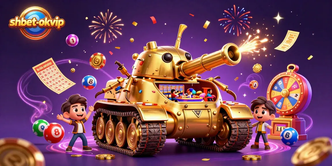 Engage with the vibrant world of shbet-okvip featuring a festive 3D casino beetle tank scene.