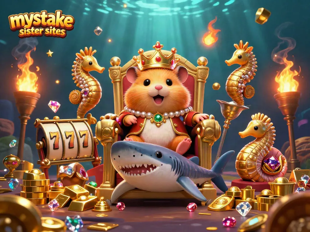 Spin to win at mystake sister sites with a vibrant 3D casino illustration showcasing excitement and treasures.