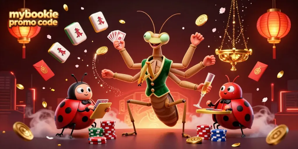 Engage with the latest mybookie promo code through a vibrant casino strategy scene featuring vivid elements.