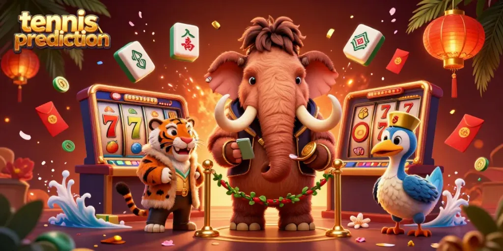 Tennis prediction engages gamblers with dynamic slot game visuals, featuring colorful symbols and lively characters.
