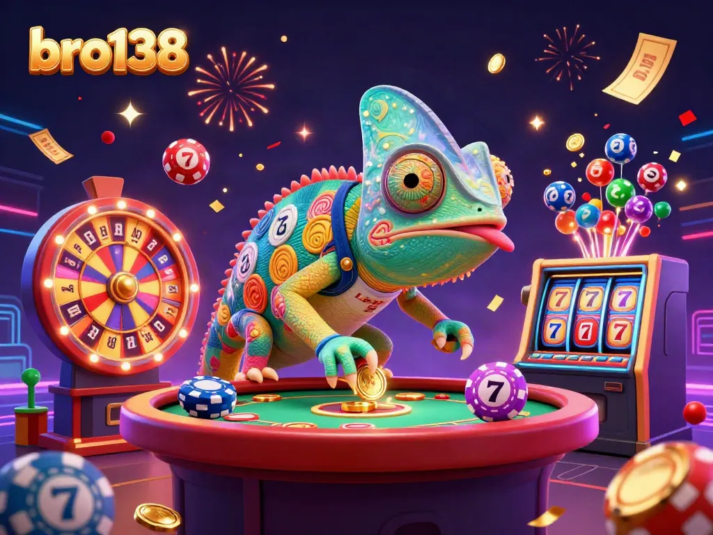 Experience thrilling gameplay at bro138 with a vibrant casino scene showcasing dynamic slot games and exciting lottery elements.