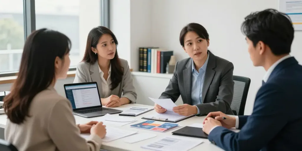 Find immigration lawyer consulting in a professional legal office.