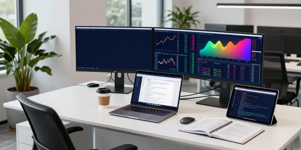 Real-time stock market API setup with cryptocurrency trading charts and financial data analytics.