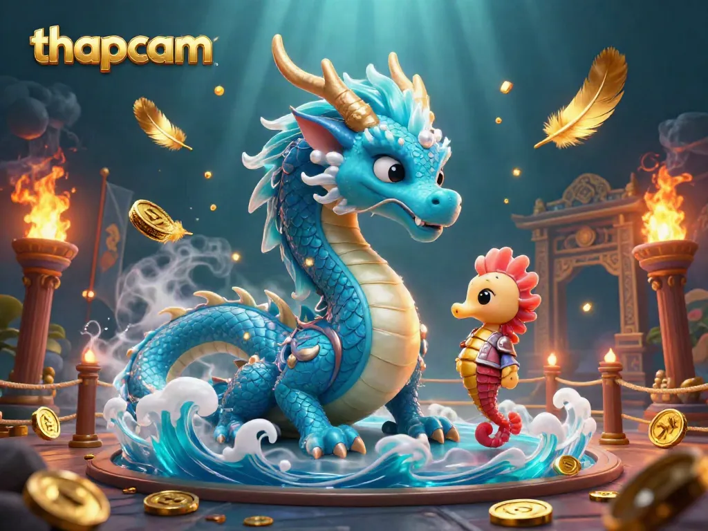 Experience thapcam's vibrant online casino world with a dynamic dragon and knight illustration.