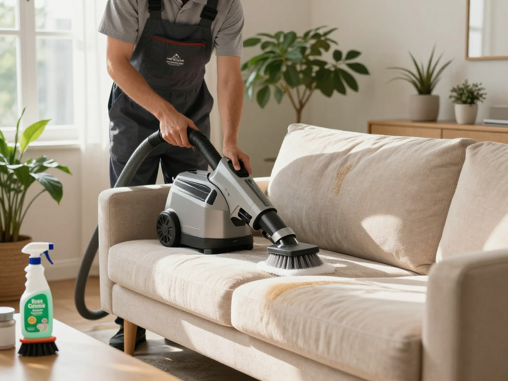 Panda Cleaner profesjonalne pranie tapicerki w przytulnym wnętrzu domu.