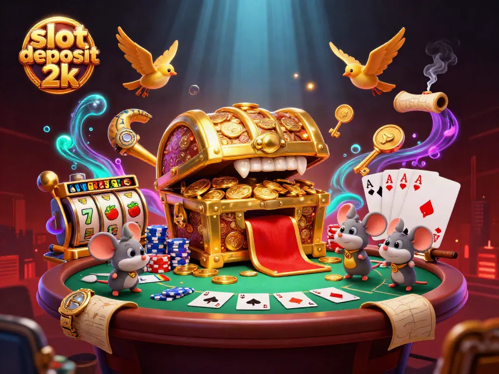Experience thrilling wins with slot deposit 2k in this dynamic casino scene featuring vibrant elements.