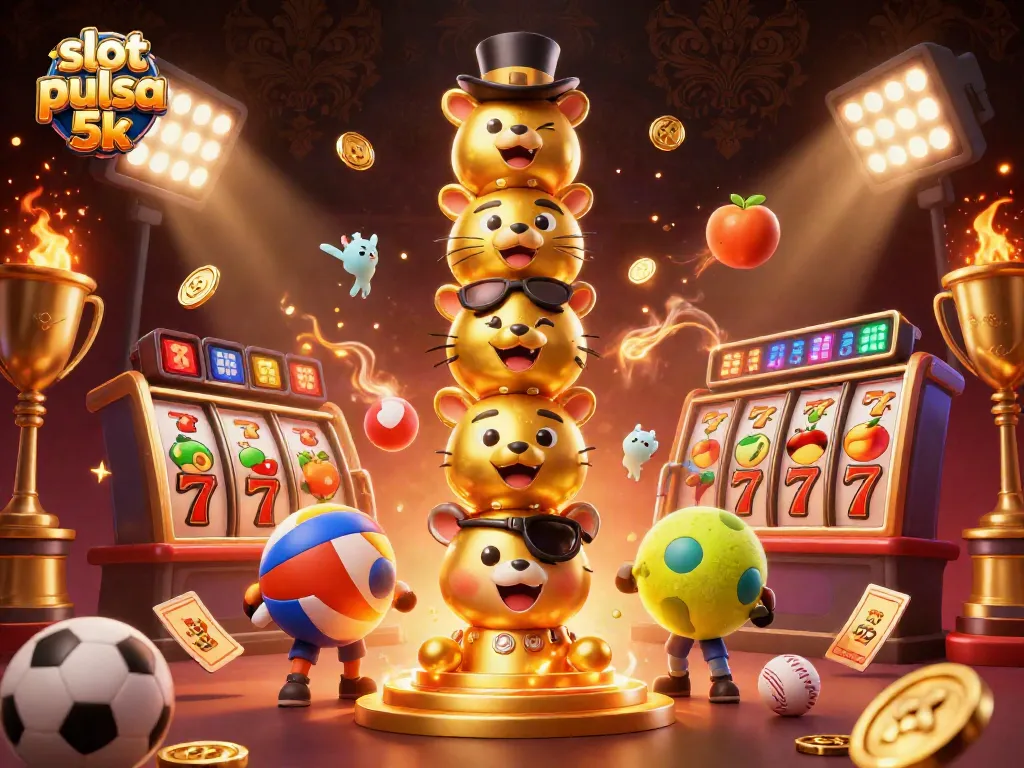 Experience thrilling gameplay with slot pulsa 5k in this vibrant casino illustration