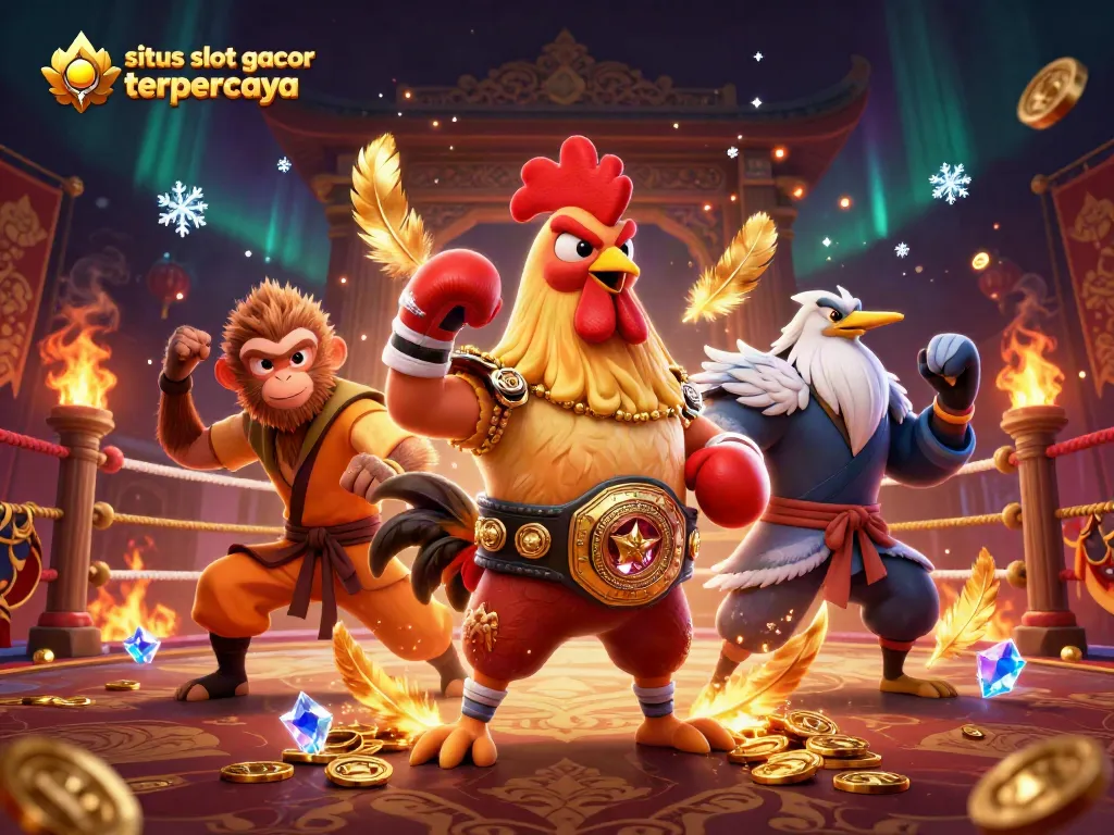 Engage with situs slot gacor terpercaya through a vibrant 3D casino scene filled with dynamic elements.