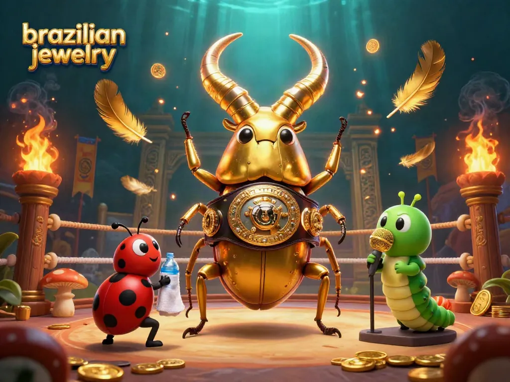 Engage with stunning brazilian jewelry showcasing vibrant characters in a dynamic casino-themed illustration.
