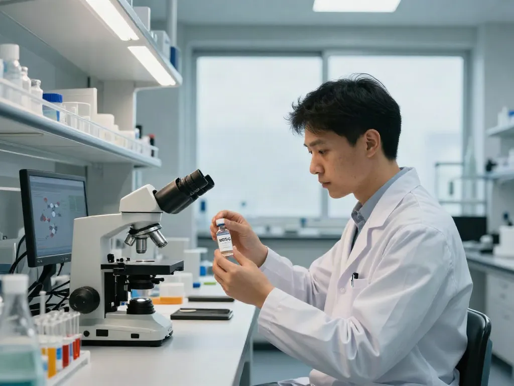 MOTS-C peptide price and research setting in a modern lab with vials.