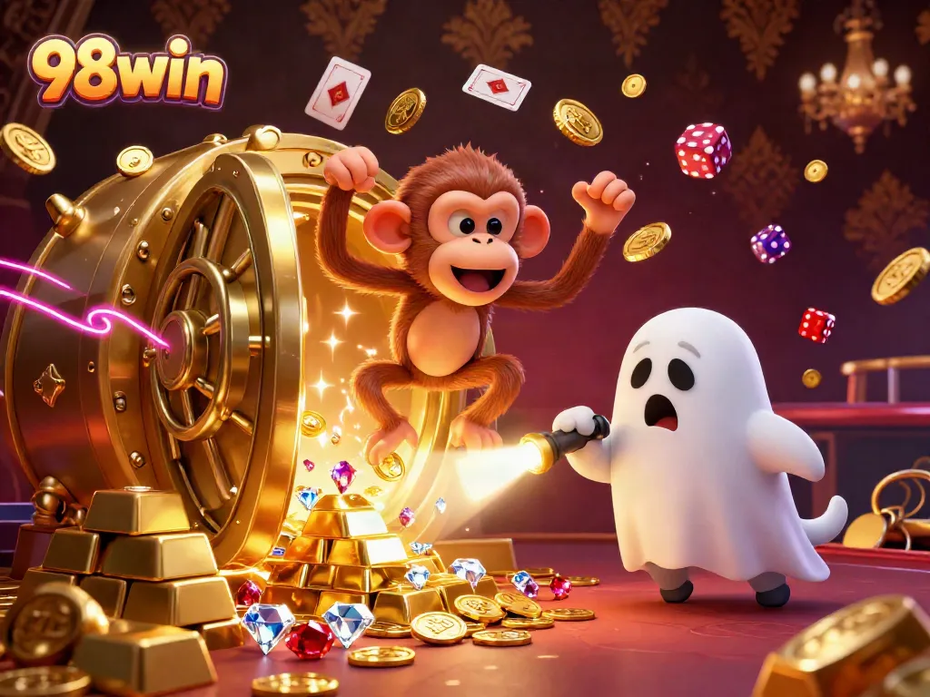 Engage in thrilling wins with 98win at a casino where a mischievous monkey juggles golden treasures.