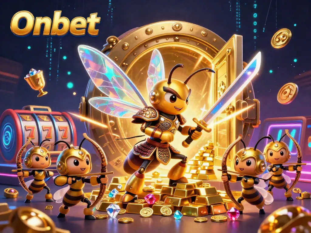 Join the exciting world of Onbet with vibrant casino elements and engaging characters.