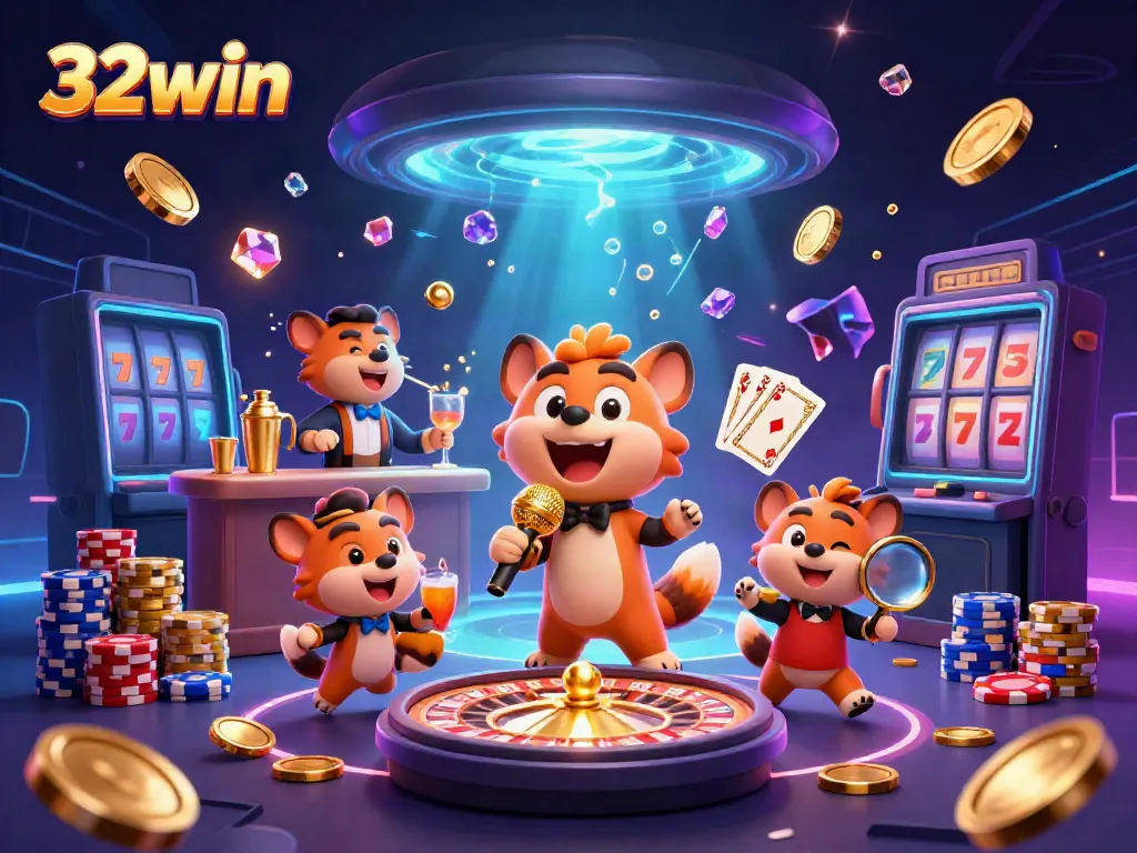 Experience the vibrant and dynamic casino scene with 32win's hyenas, showcasing fun and interactive gaming.