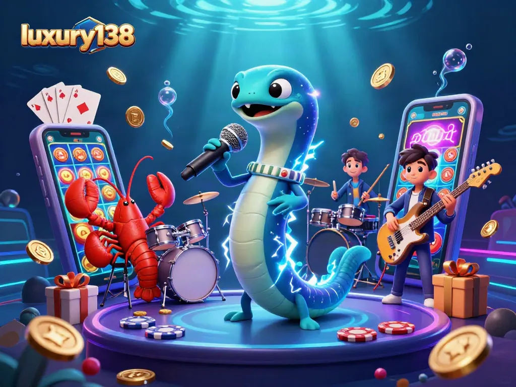 Experience thrilling gameplay with luxury138 at an underwater casino featuring vibrant 3D characters and games.